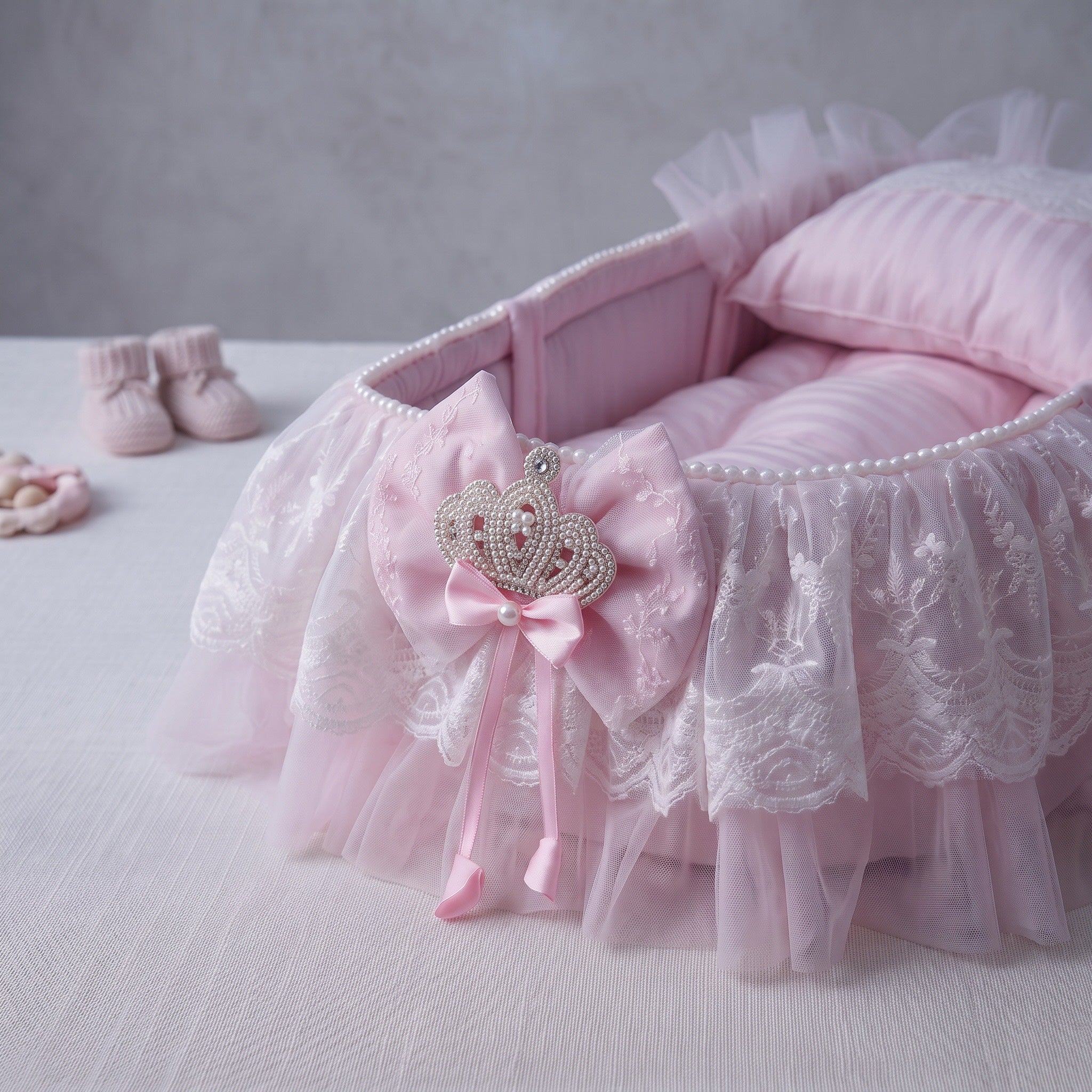 Pearl Crown Pink Bassinet 