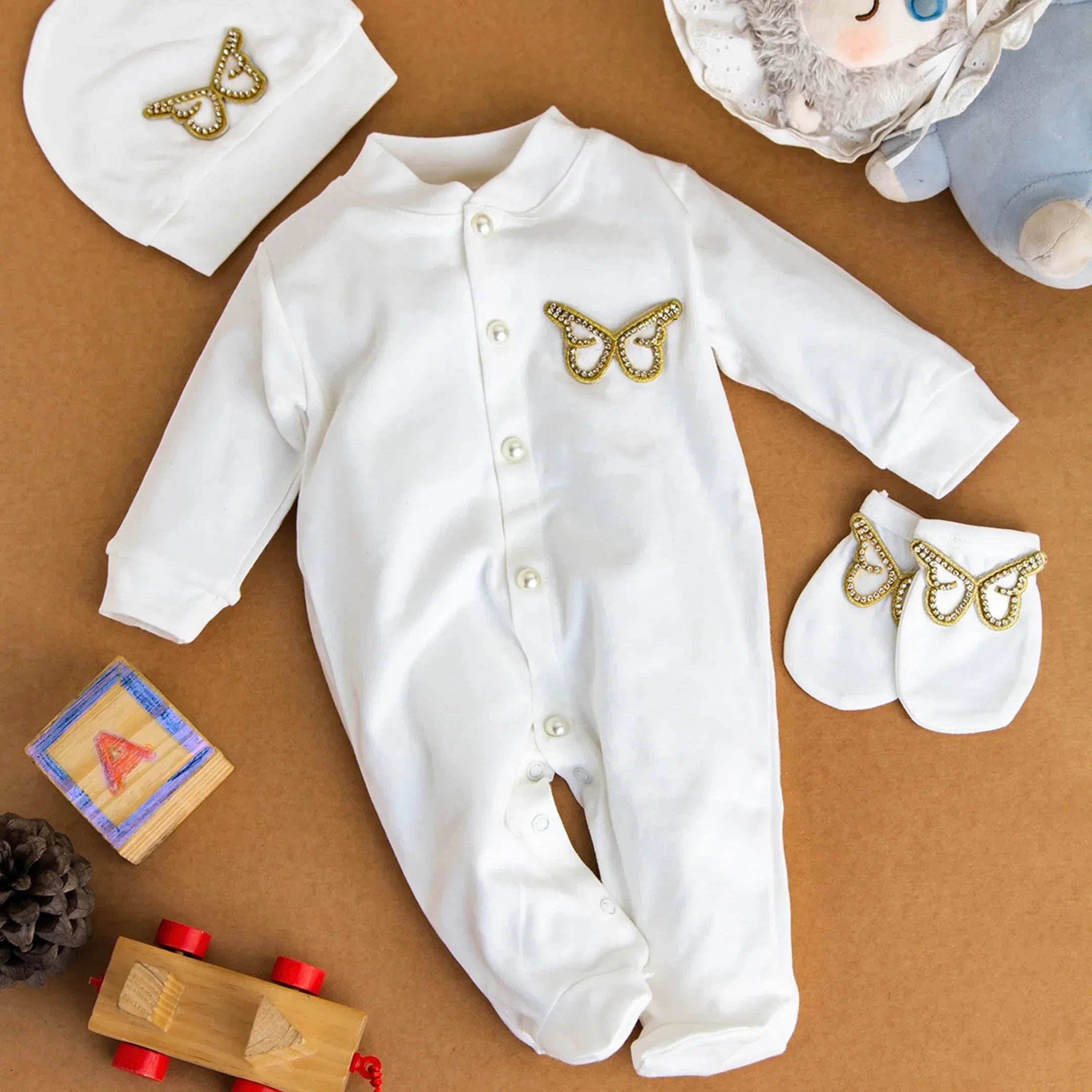 Butterfly Jewel Wings Romper Golden Winter