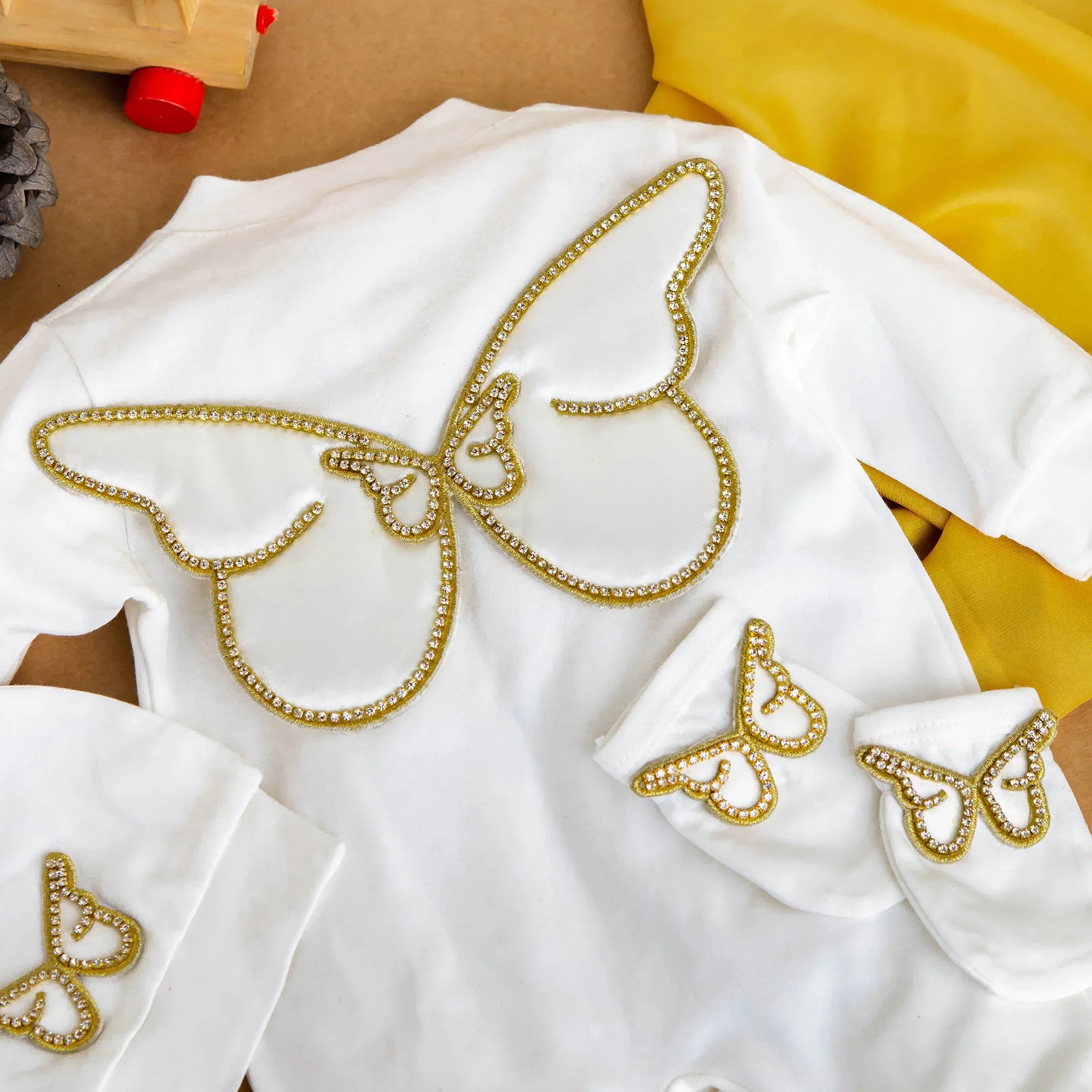 Butterfly Jewel Wings Romper Golden Winter